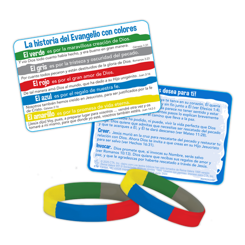 Spanish Silicone Wordless Bracelet & Card - Gospel Story by Colors