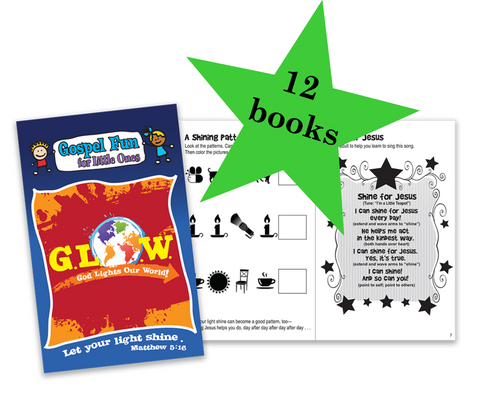 12-Pack Gospel Fun Books - G.L.O.W. God Lights Our World!