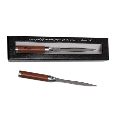 Wood Handle Letter Opener in Gift Box - Celebrating Your Faith & Service