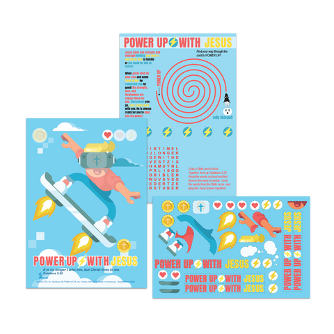 Activity Card & Stickers - Power Up With Jesus