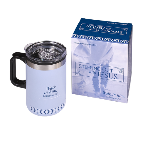 Insulated Coffee Mug with Gift Box - Stepping Out with Jesus