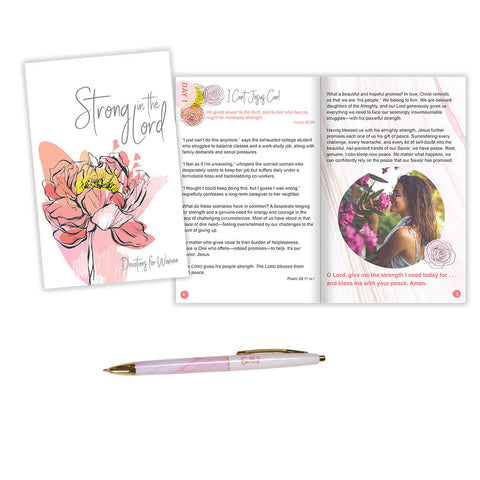 Softcover Devotion Book and Pen Gift Set - Strong in the Lord